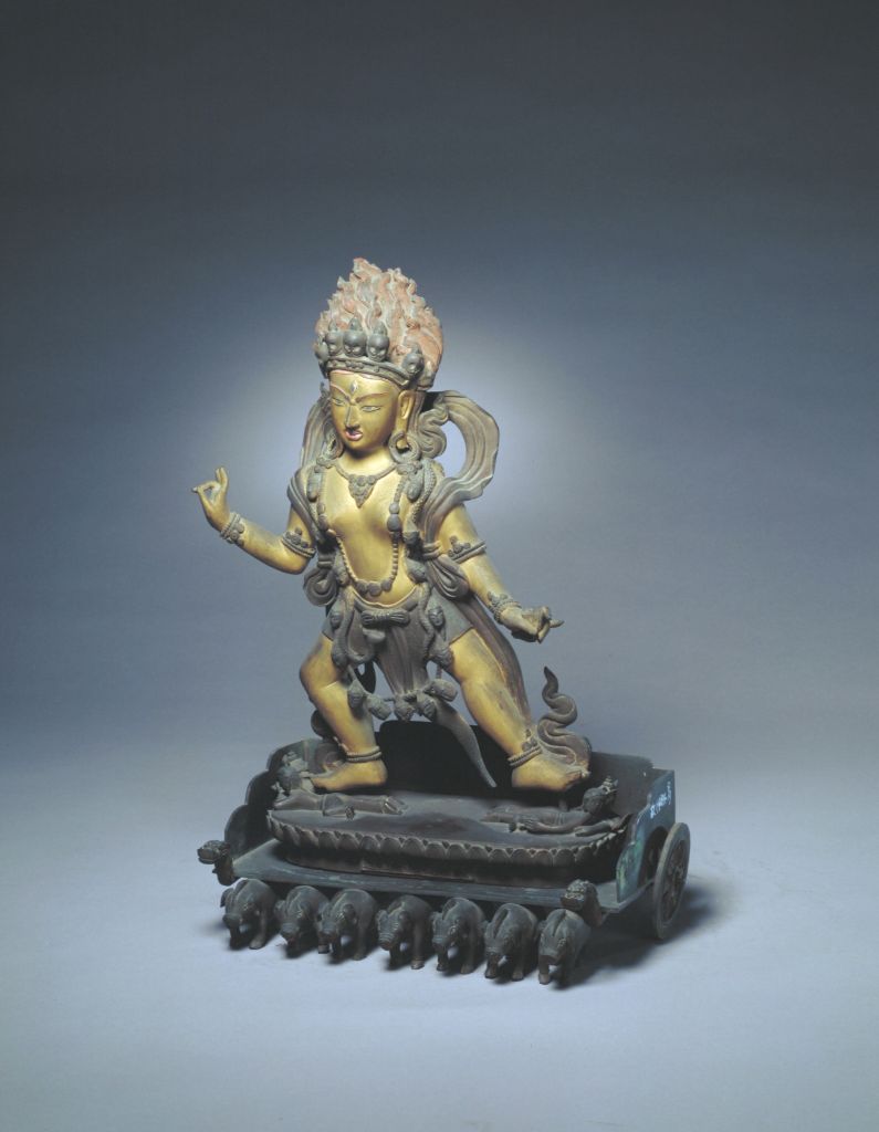 图片[1]-Bronze gilded statue of the mother Buddha with two arms-China Archive